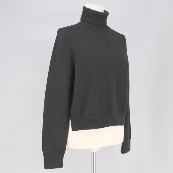 NWT THEORY Relaxed Fit Pima Cotton Knit Turtleneck Sweater in Black Size 6 - Picture 3 of 9